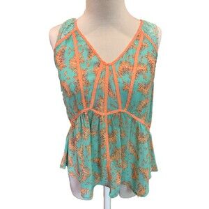 Miss Me Lacy Babydoll Top Sleeveless Blouse Medium Dainty Flowy Boho Chiffon EUC